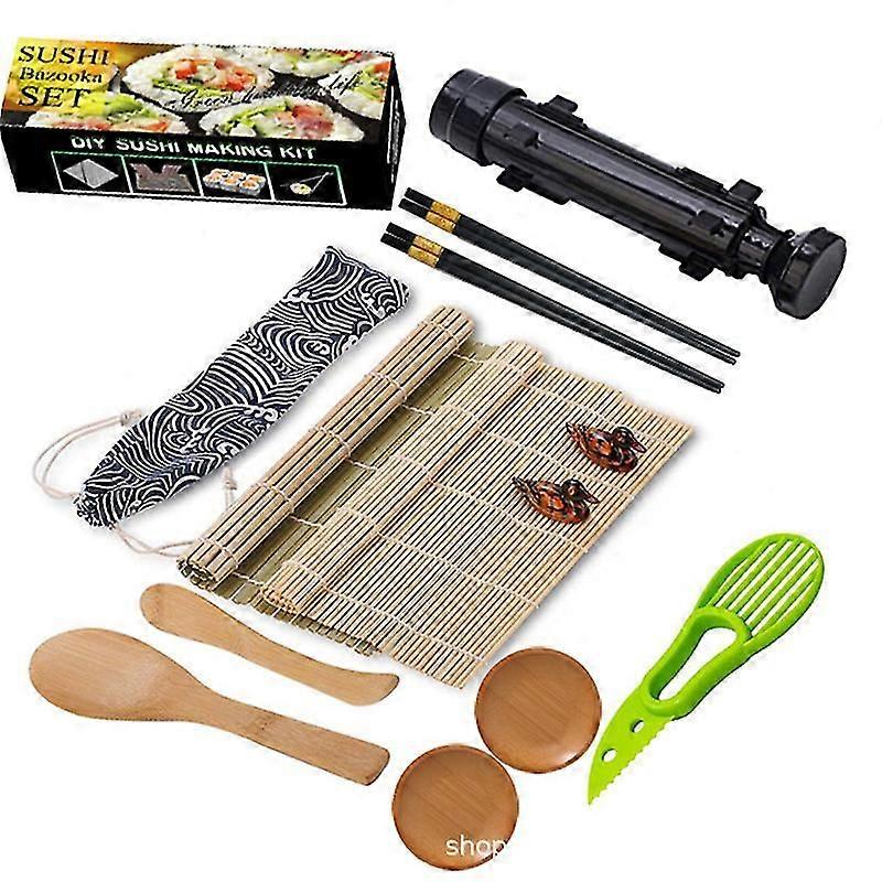 Sushi Making Kit, 13 σε 1 Sushi Bazooka Roller Kit με μπαμπού Mat, Bazooka Roller Cy)