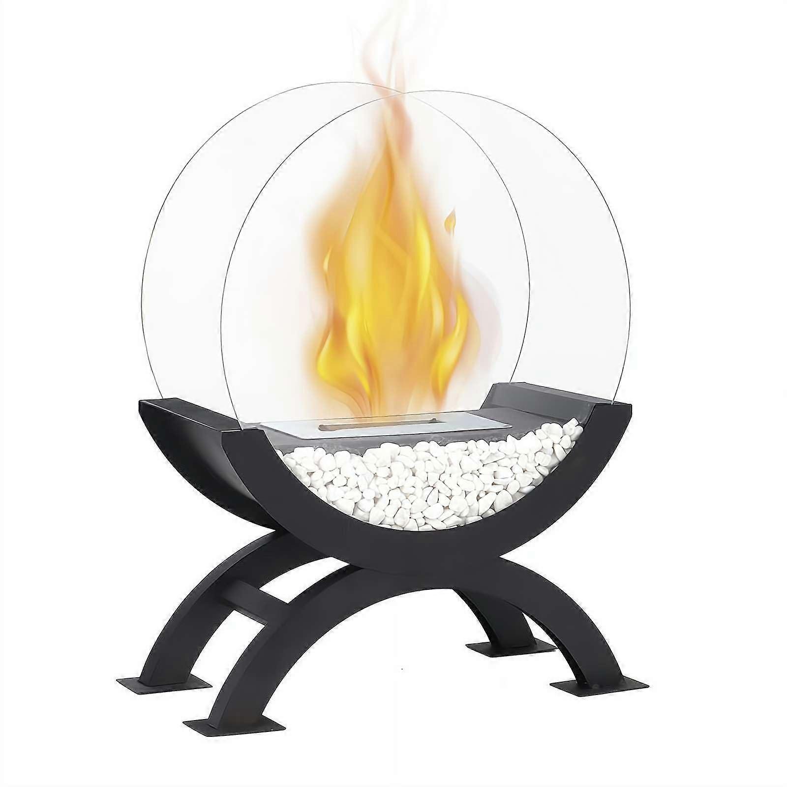 Portable Propane Fire Pit Table with Glass Wind Guard & Beads for Patio, Deck, Camping