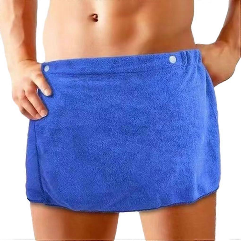 Comfort Soft Men Bath Towel Polyester Microfiber Swimming Towel Wrap With Snap Closure Dark Blue