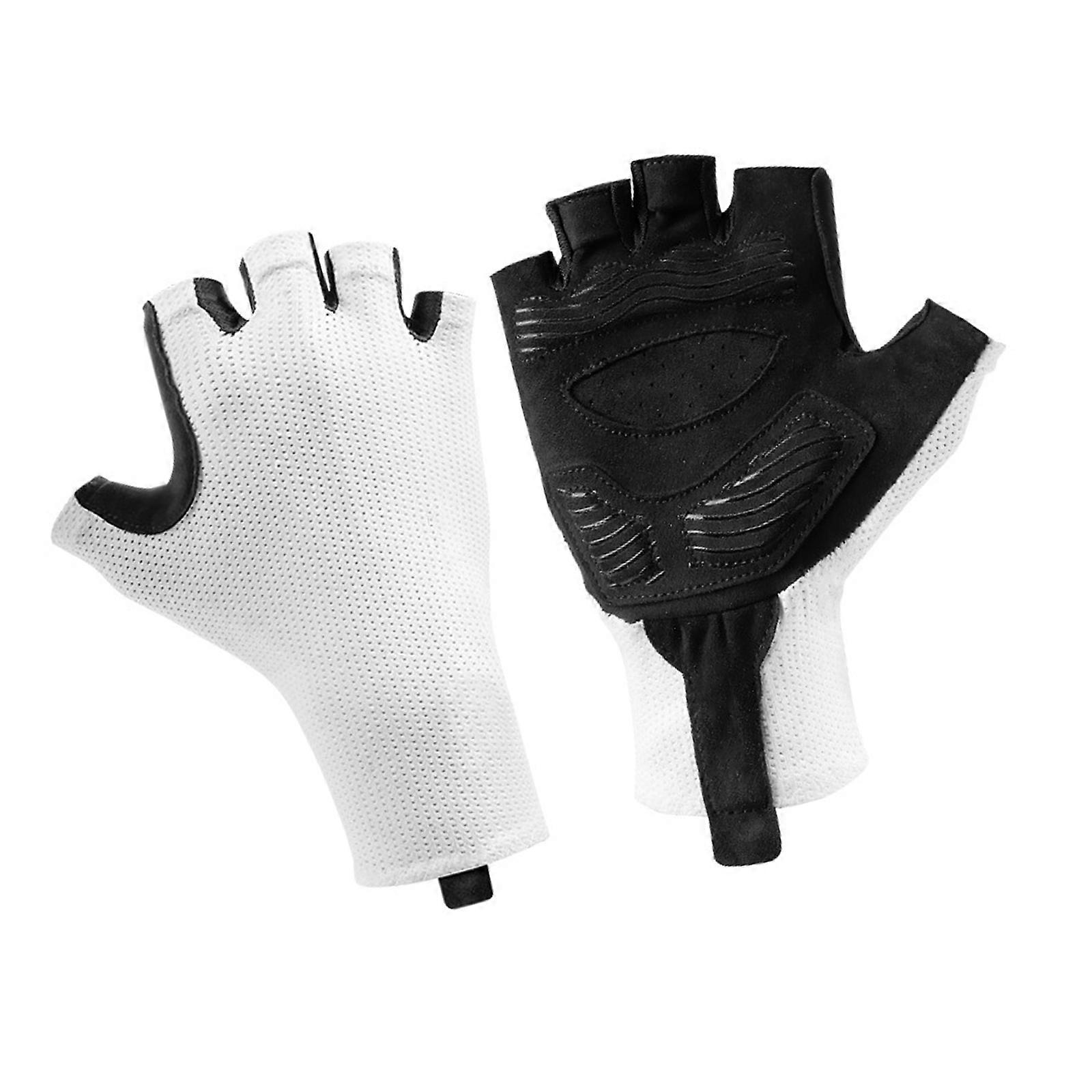 Light weight Half Finger Cycling Gloves Sweat Absorbing Thumb Secure Handle Gloves for Intense Training  White XL