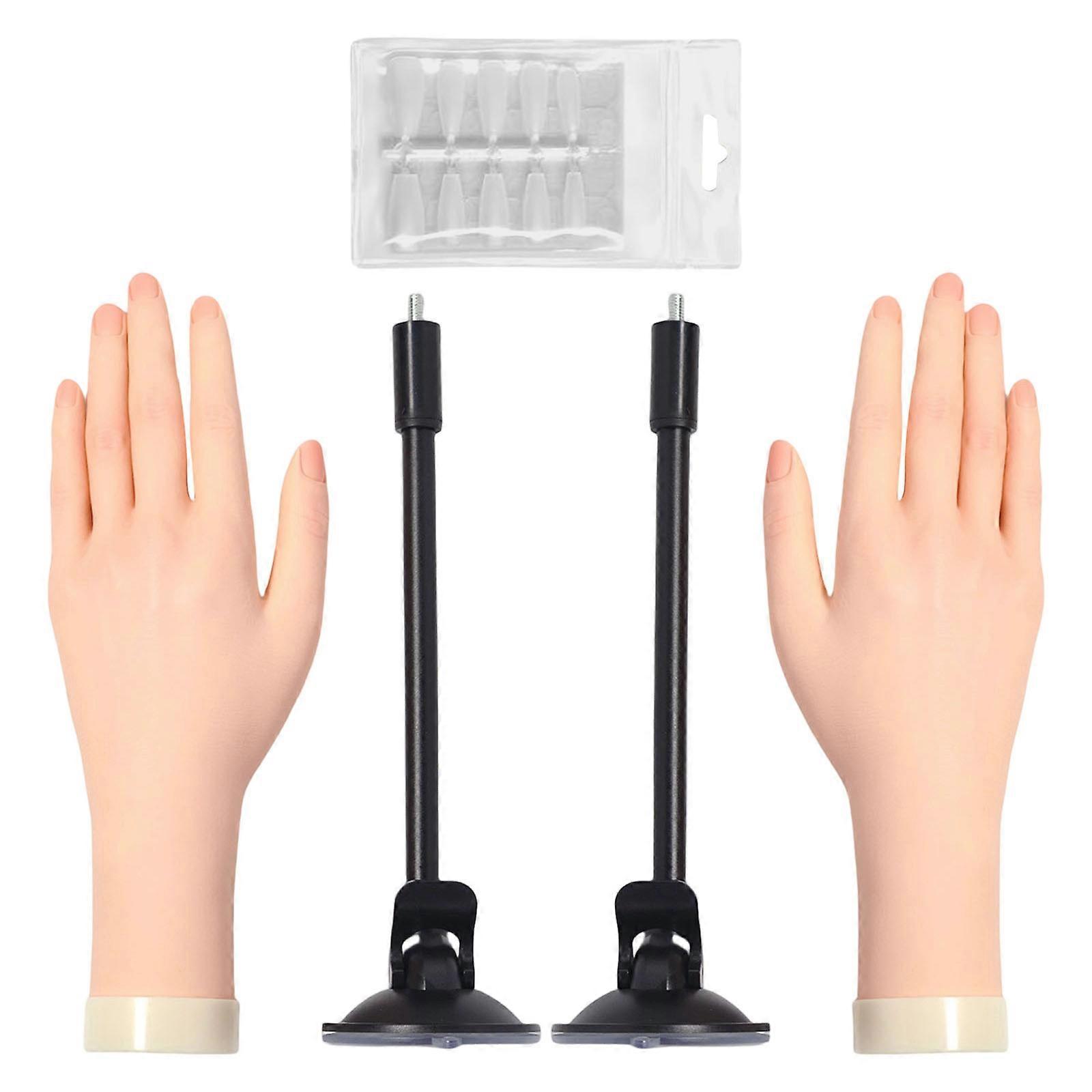 Reusable Artificial Practice Hand For Nail Art Featuring Realistic Skin Texture And Stable Base Multicolor