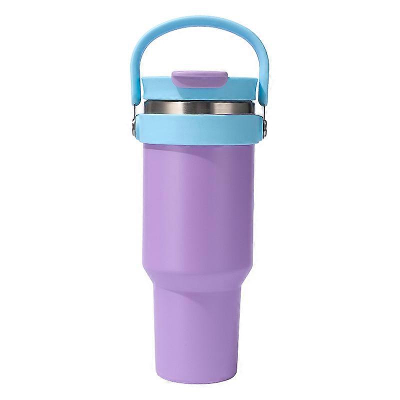 Light purple - Handle style 40oz/1200ml - 2026 new model, 304 stainless steel inner and outer casing, leak-proof, foldable straw lid, car