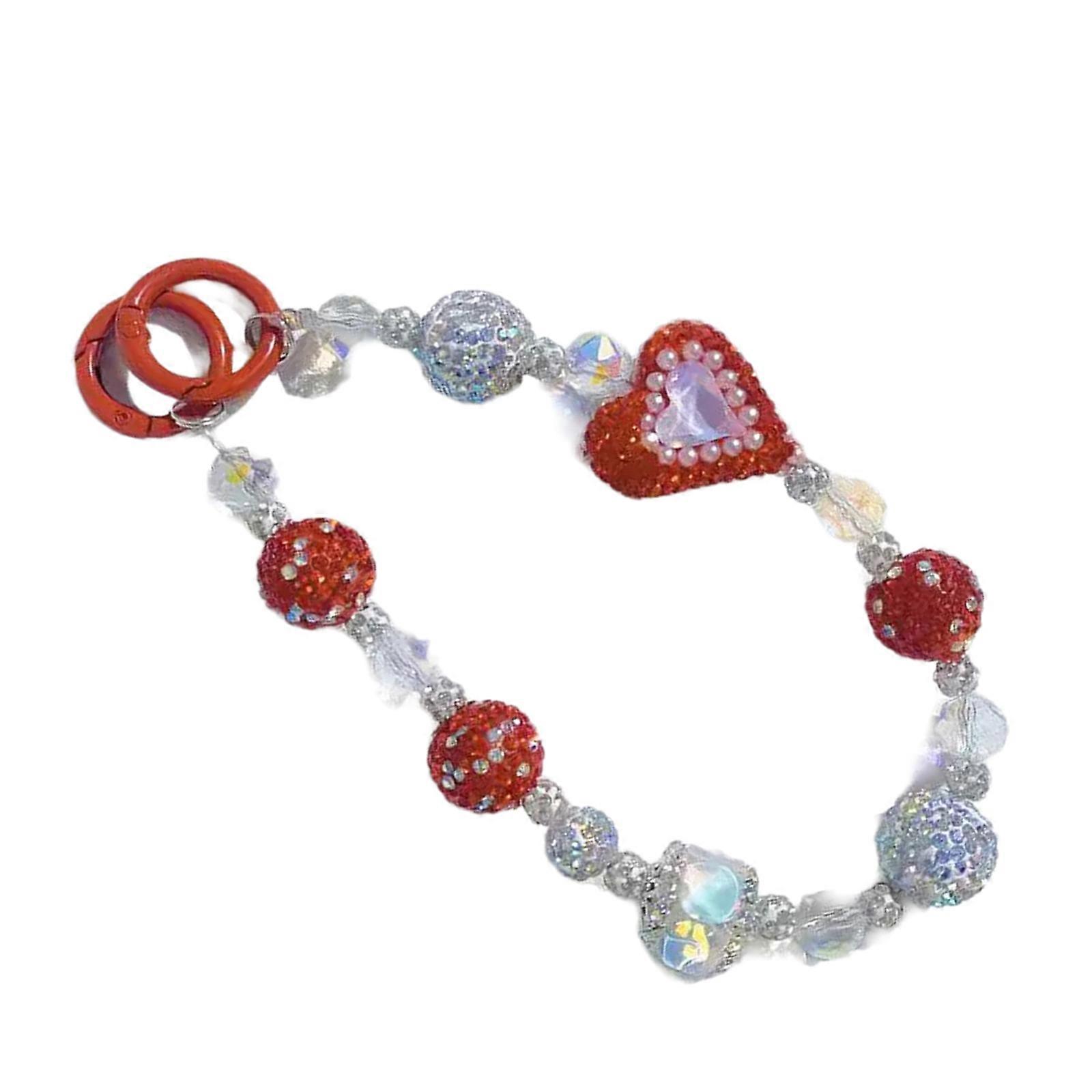 טלפון נייד כבל חרוזים טלפון רצועת יד שרוך טלפון סלולרי שרשרת טלפון רצועת לנשים ילדה אבני חן צמידים אדום