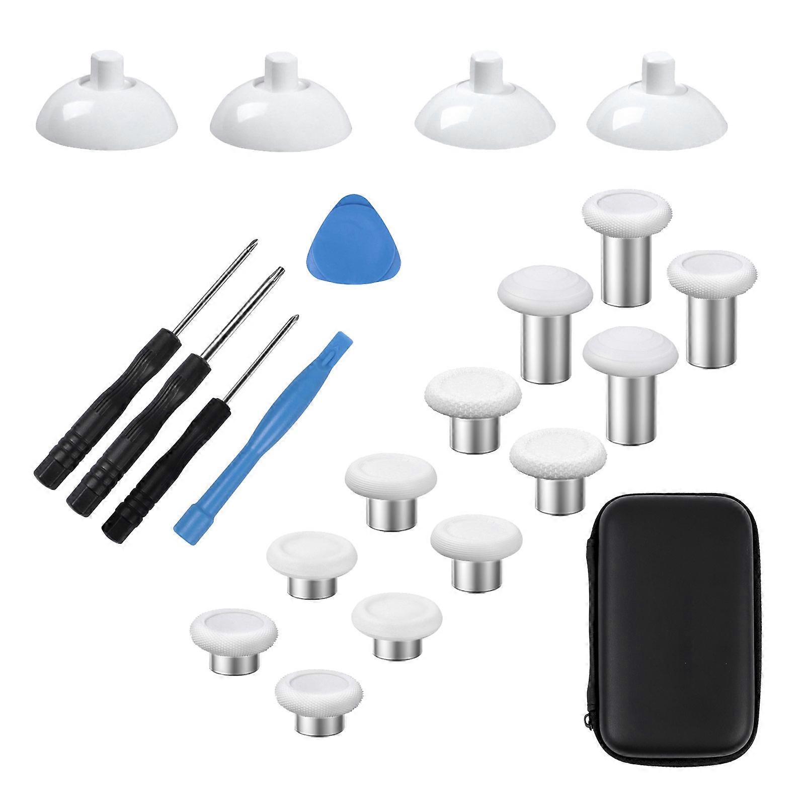 قبضة عصا الإبهام لاستبدال عصي الإبهام لوحدة التحكم في اللعبة عصا التحكم التناظرية مع أداة التحديق ومفك البراغي الأبيض