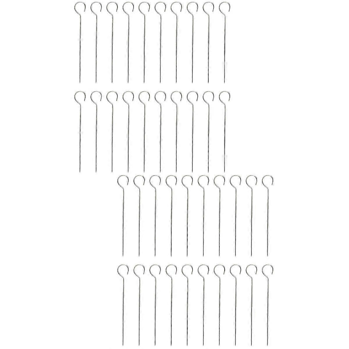 40 Pcs Barbecue Skewers Stainless Steel Meat Skewers Roasting Grilling Skewers Reusable BBQ Skewers