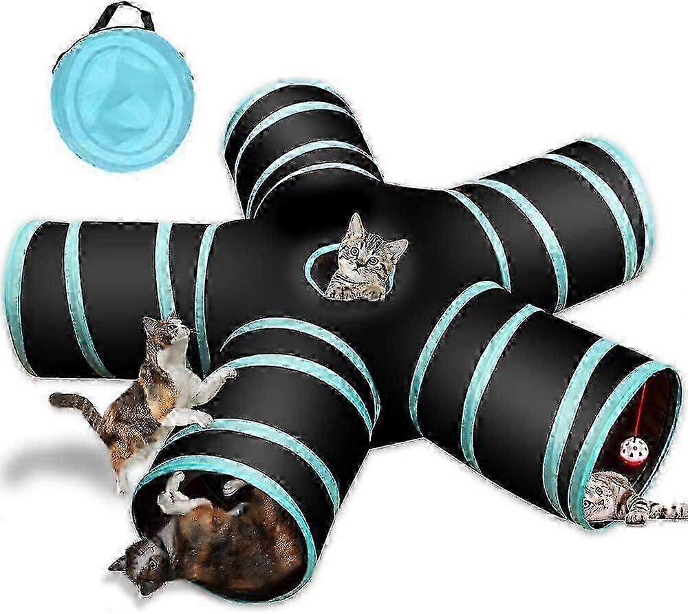 m 5-hole collapsible pet tunnel, cat tent nest toy rabbit tunnel and cat ball