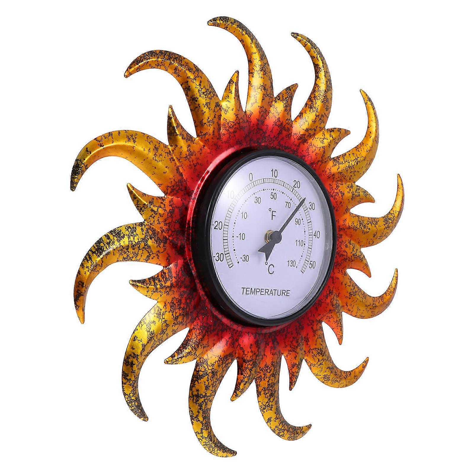 Sun Shaped Thermometer Wall-Mounted Temperature Gauge for Measuring Use