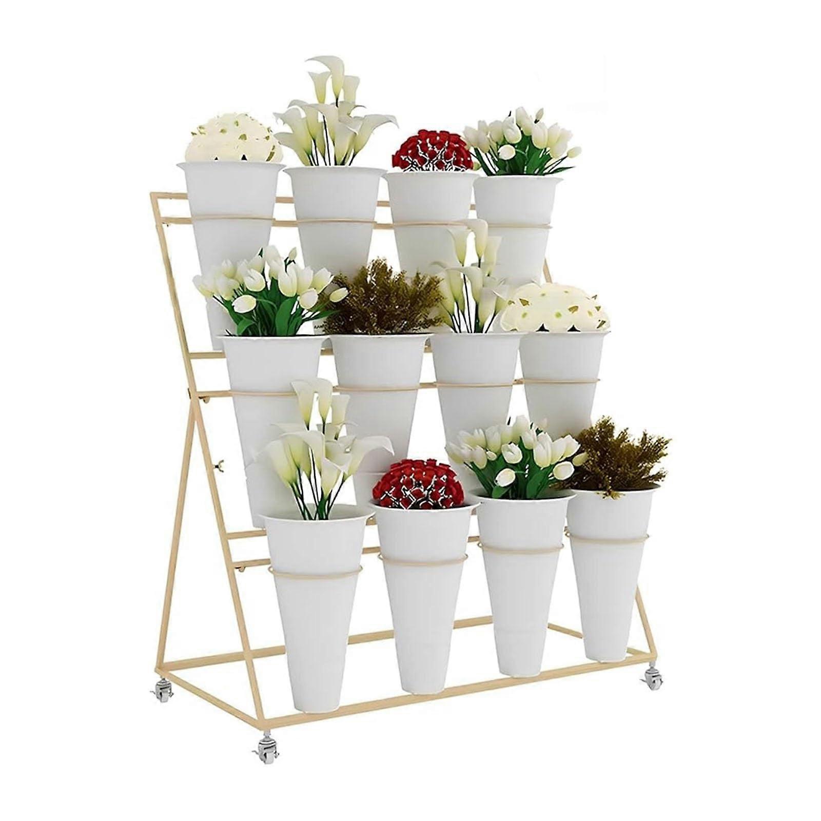 3Tier Flower Display Stand with Buckets and Wheels for Indoor  or Outdoor Events
