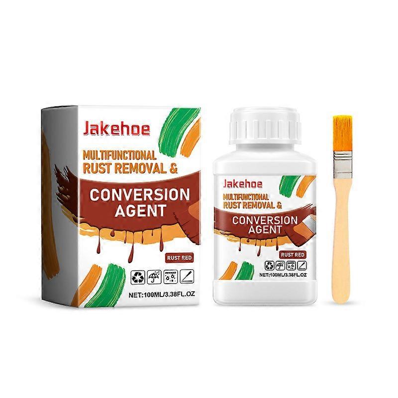 100ml + Brush (Rust Red) Multi-functional Rust Remover and Converter for Removing and Preventing Rust on Metal Surfaces and Iron