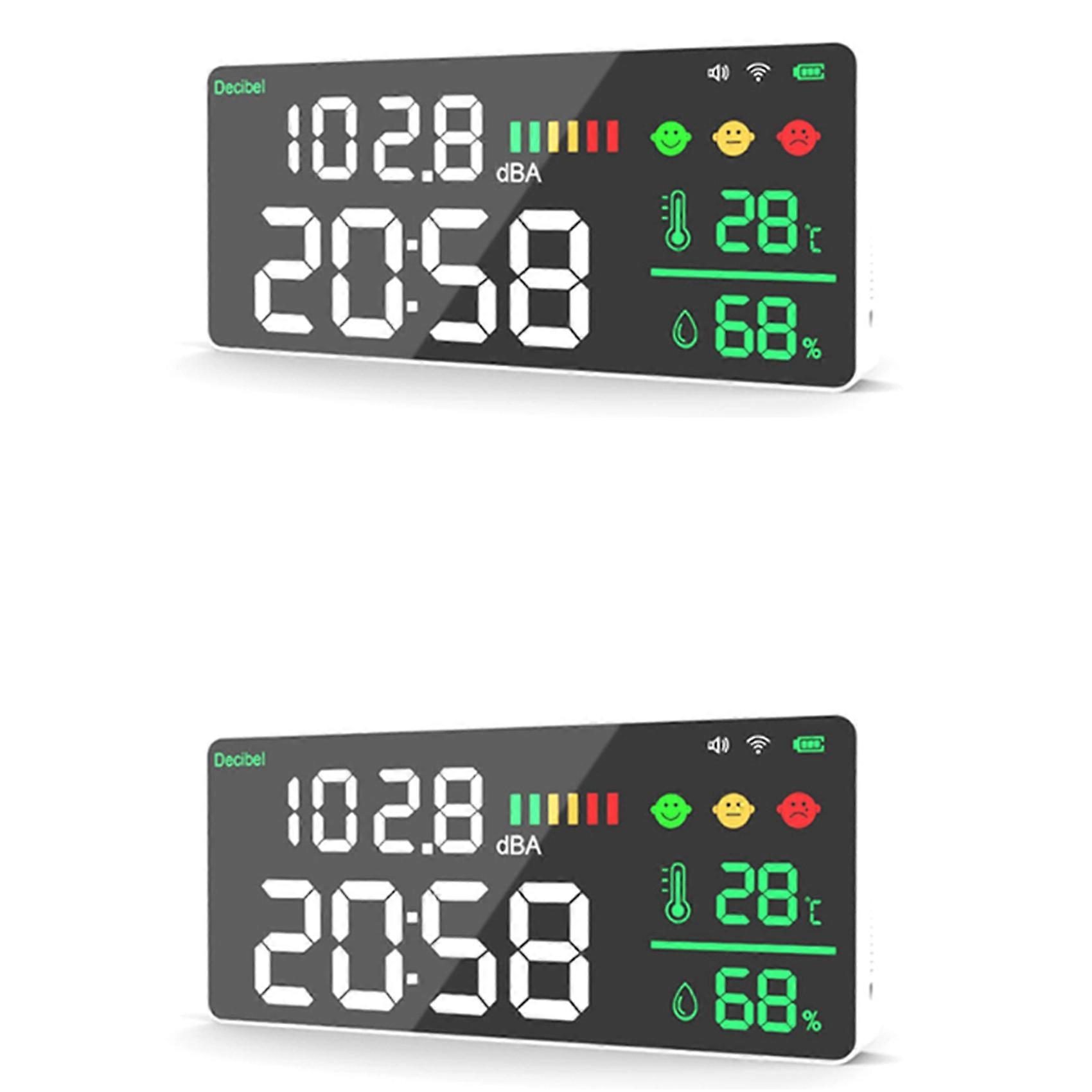 2X TUYA Wifi Digital Decibel Sound Meter Wall Mounted Smart Noise Tester Temperature and Humidity Monitor
