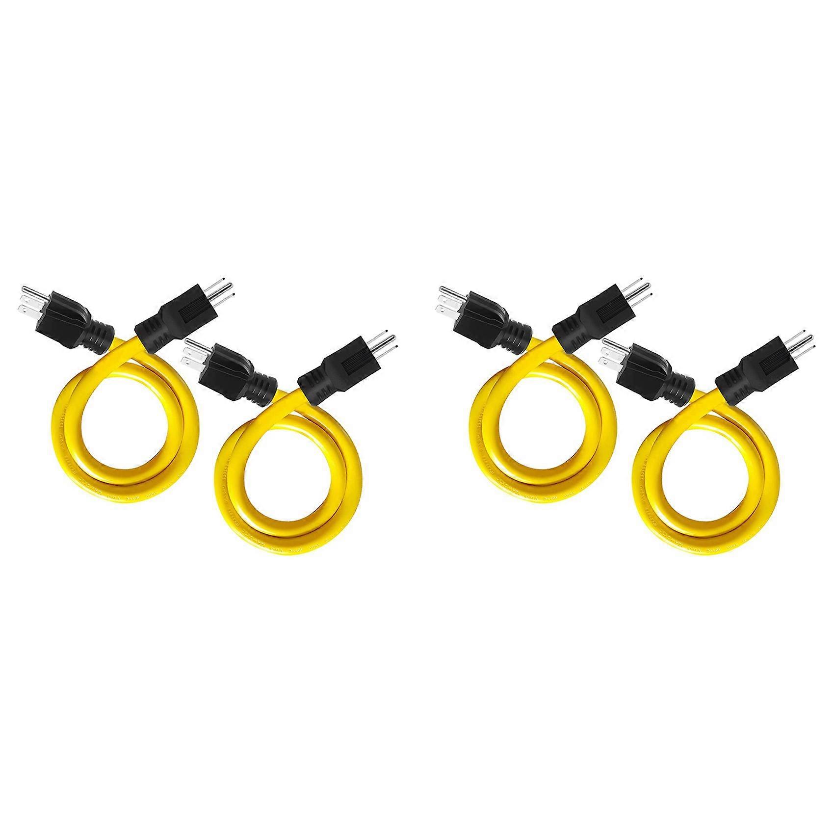 2X 2Ft 3 Prong Plug to Plug Double Male Extension Cord,12AWG 125V NEMA 5-15P to 5-15P Cord Adapter, RV, for Transfer