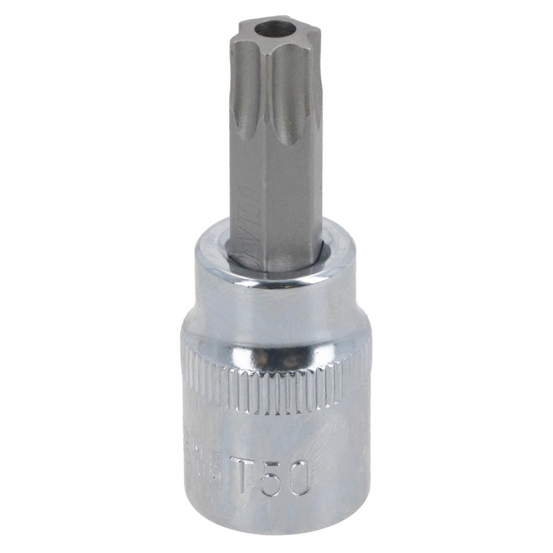 T50 3/8" Drive Tamper Proof Torx Star Bit 48mm Tamper Torx Chrome Vanadium Steel