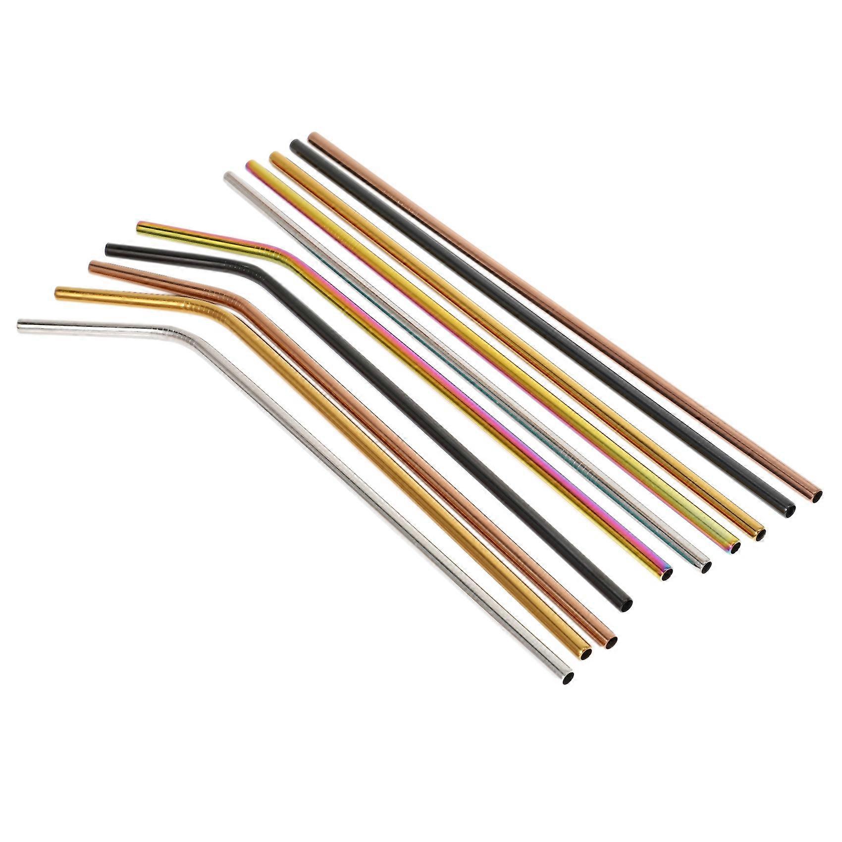 Canudos de aço inoxidável reutilizáveis, conjunto de 10 canudos de metal de 10,5 polegadas