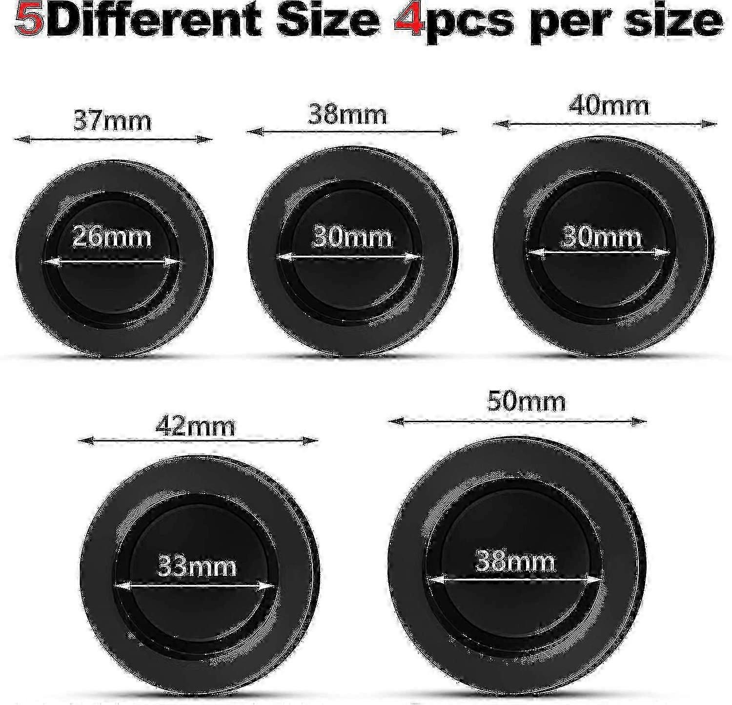 20-Piece Μαύρο Καουτσούκ Κουτιά Αποταμίευσης με Plug Stopper Καλύπτει Κουμπαράδες σε διάφορα μεγέθη - JKW