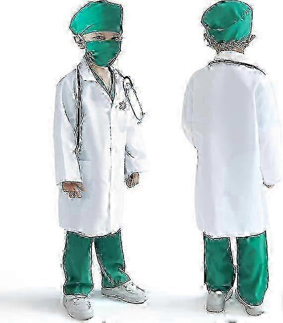 Lasten lääkäriasusetti, jossa on oikea stetoskooppi ja kangaskassi, tytöille ja pojille