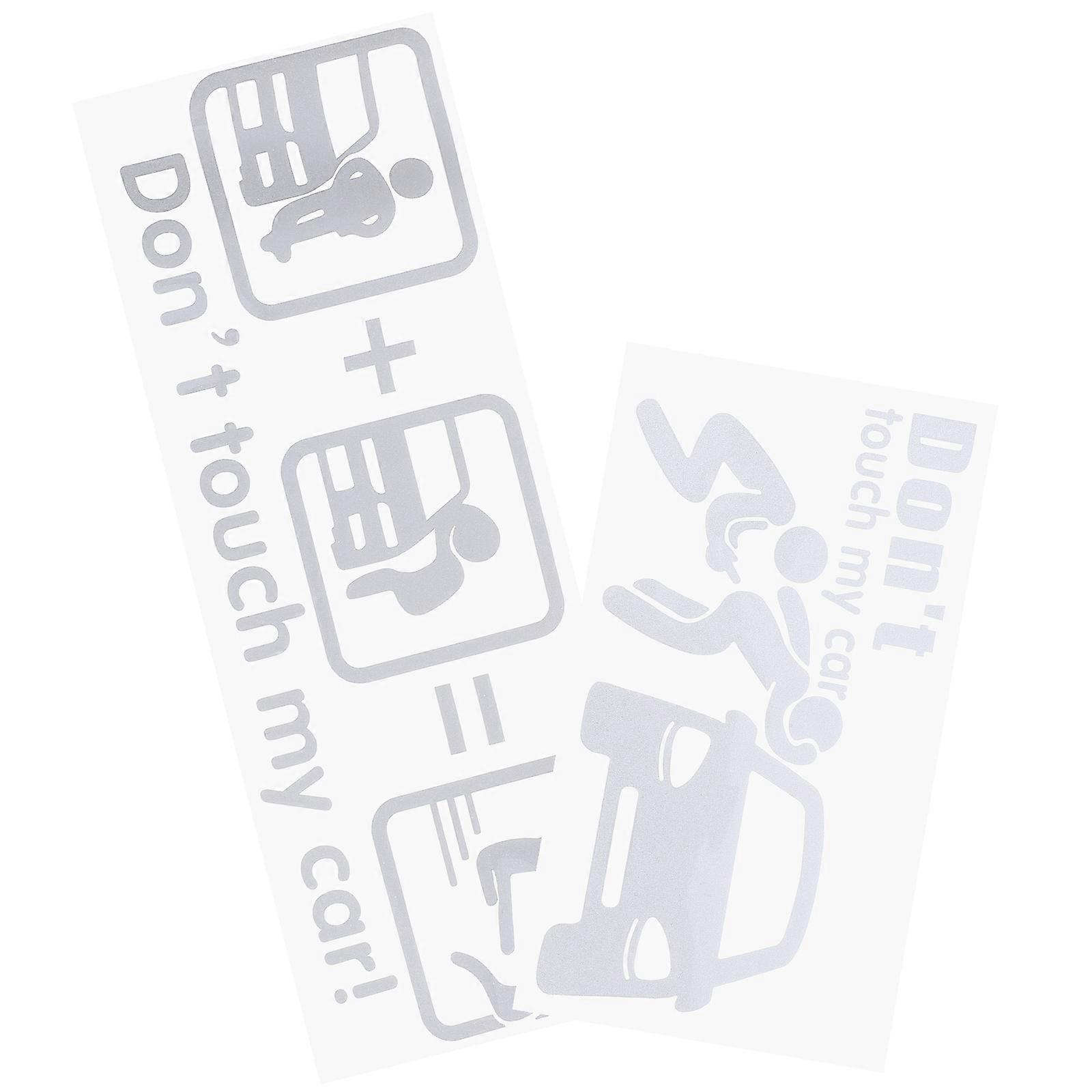Car Reflective Sticker Don't Touch My Car Decals Adhesive 2 Sheets Silver
