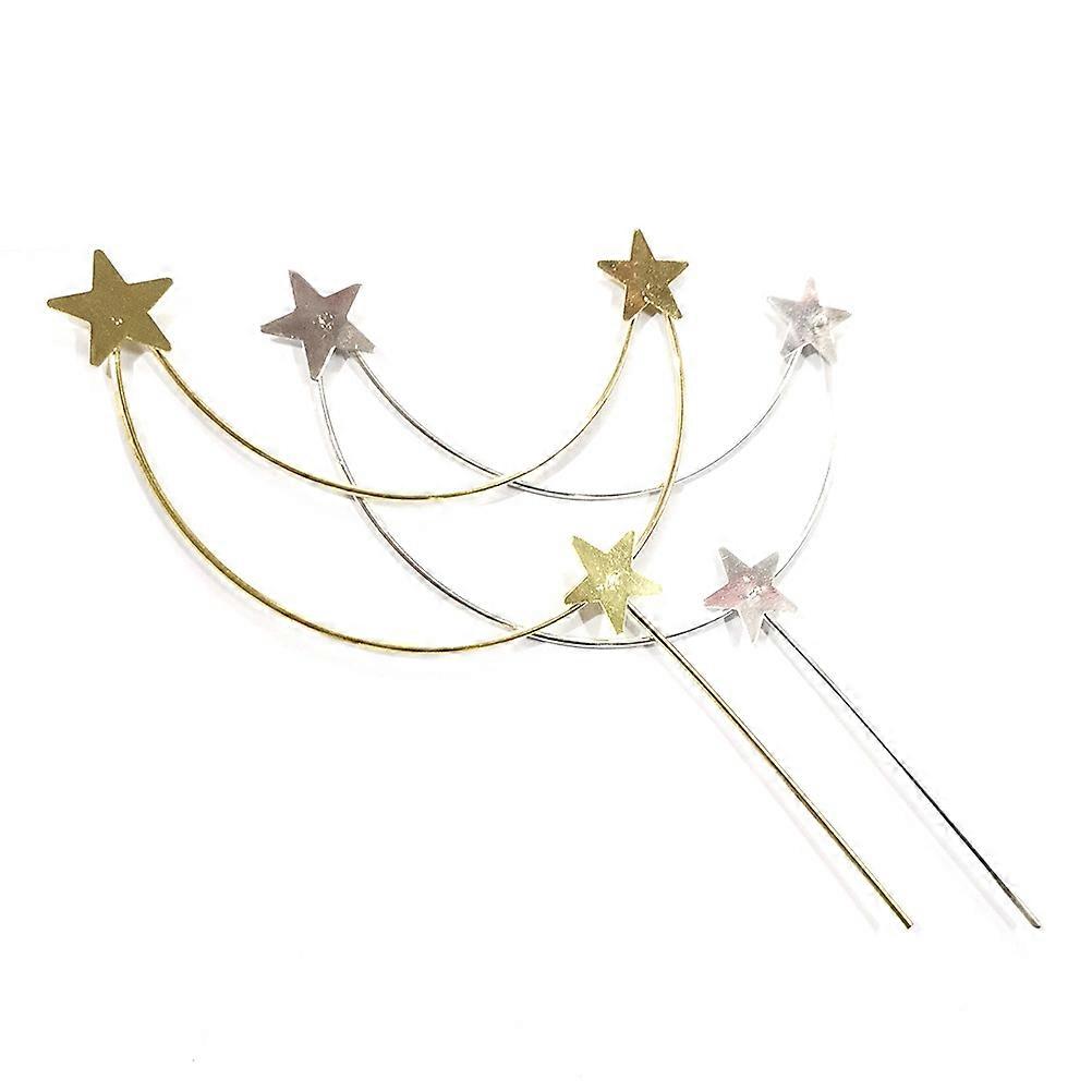 Creative Cake Topper 4Pcs Star Moon Cake Picks for Birthday