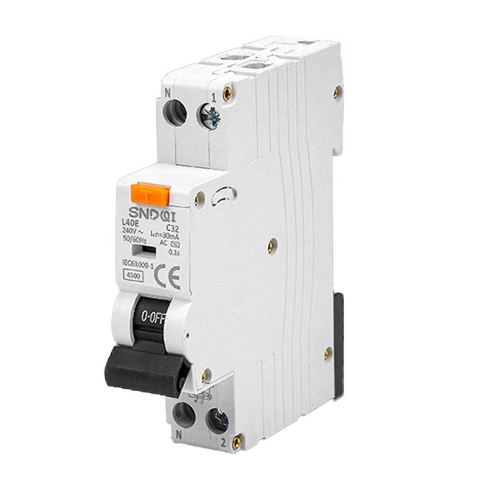 16/20/25/32A Residual Current Circuit Breaker RCBO 1P+N 6kA 50/60Hz 35mm Din Rail Mounting Circuit Breaker Multicolor