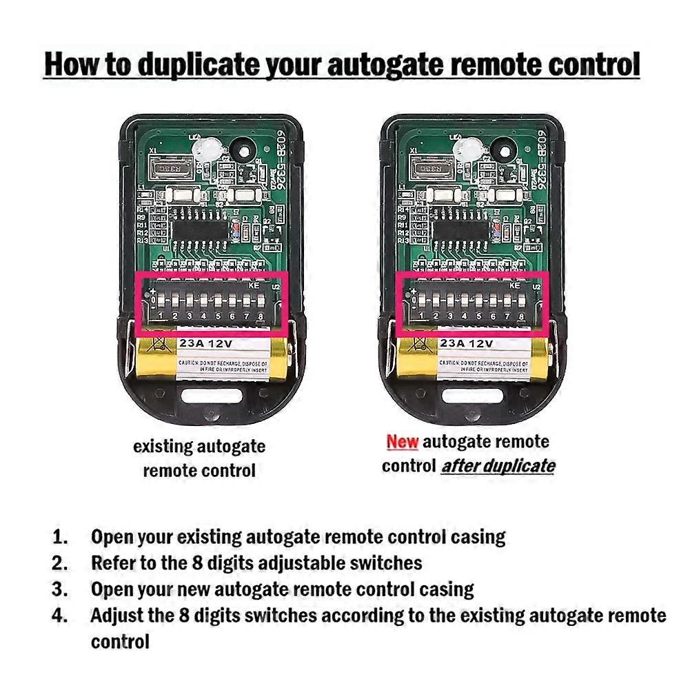 433Mhz Smart Copy Remote Control 8 Dip Switch Fixed Code 2CH Duplicator for Gate Garage Door Opener