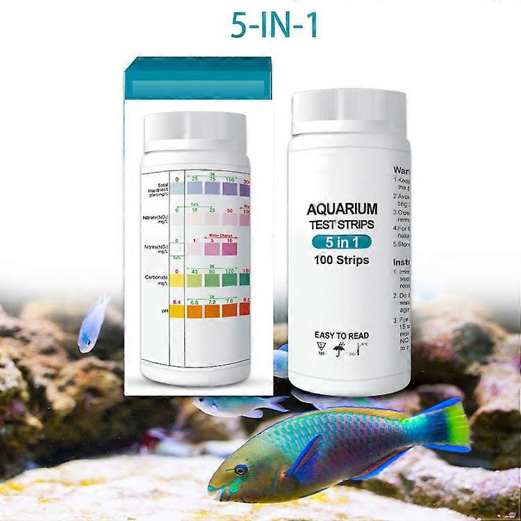 7-IN-1 100strip Aquarium Test Strips Fish Tank Test Kit for Freshwater Saltwater Water Test Kit to Detect PH NO2 NO3 KH GH CL TA