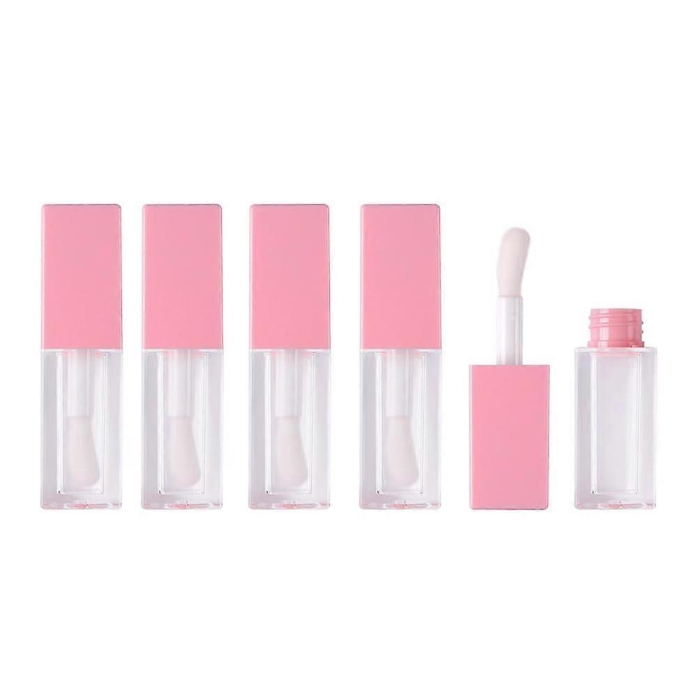 5pcs 5ml Refillable Pink Lip Gloss Tubes with Wand Applicator and Leakproof Seal for DIY