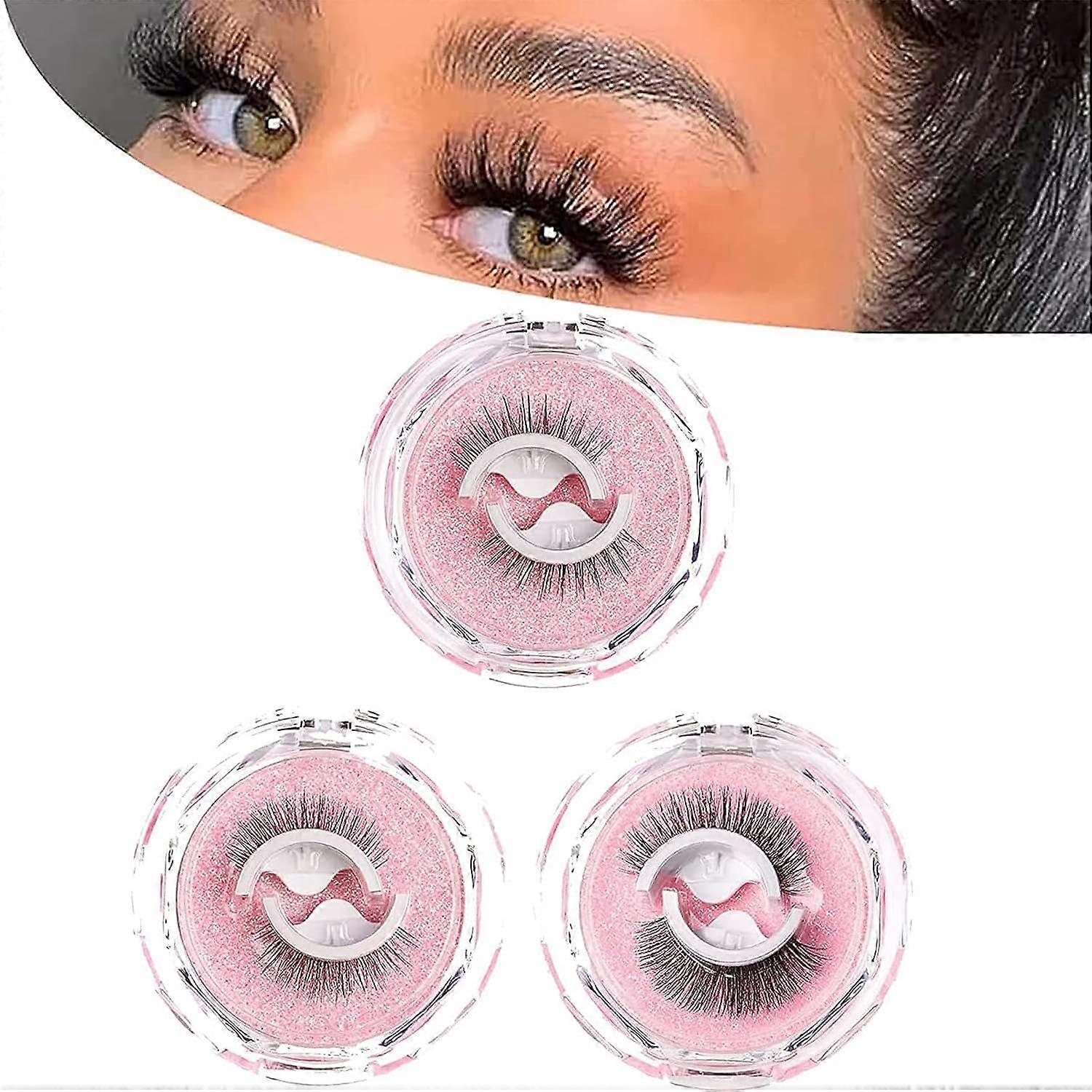 SelfAdhesive Reusable False Eyelashes Glue 3 Styles Natural Thick Long Washable Hypoallergenic