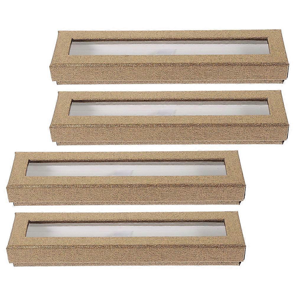 4pcs Empty Pen Gift Box Paper Case with Clear Window Pencil Ballpoint Packing Box