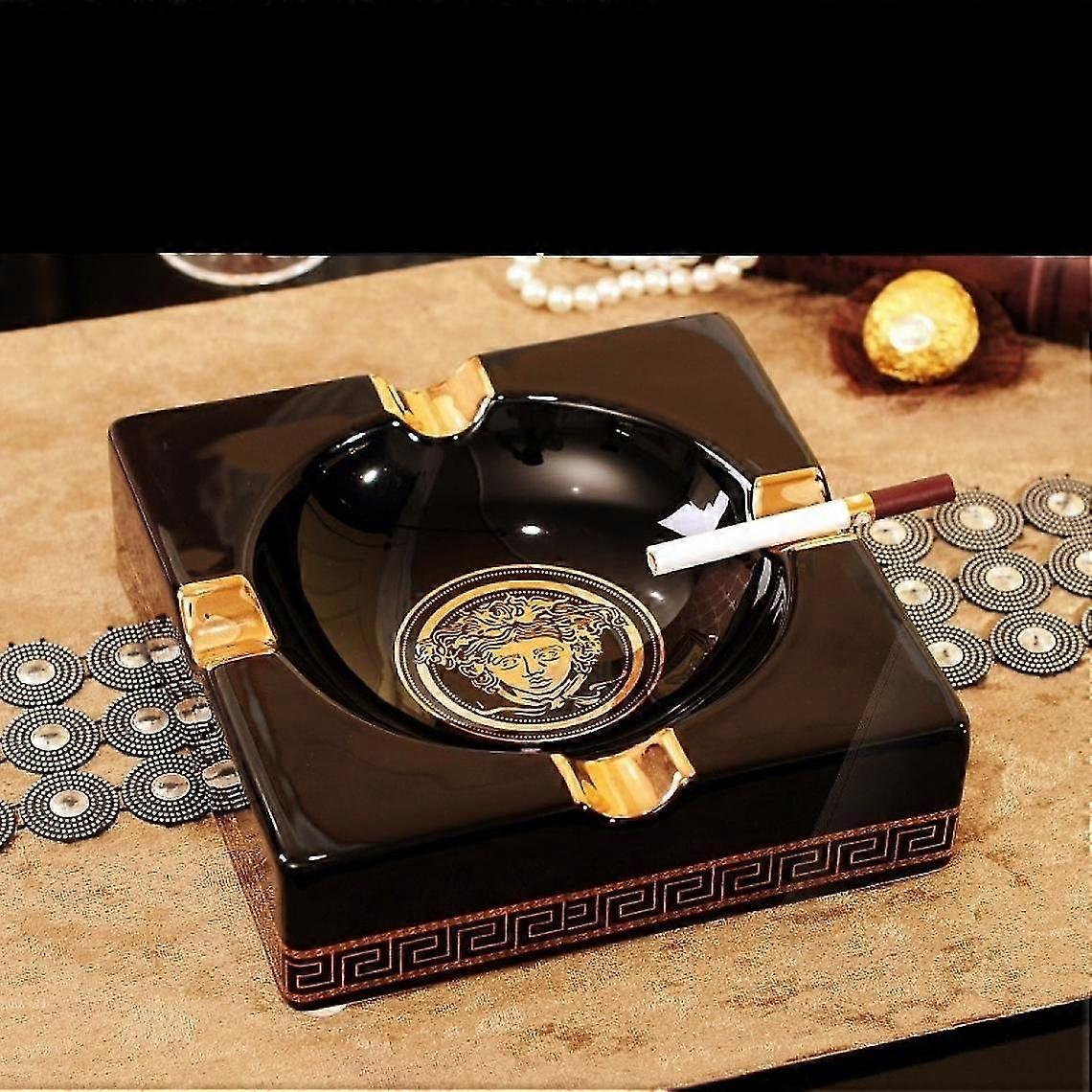 Ashtray Gadget Square Ceramic Cigar Ashtray(black)