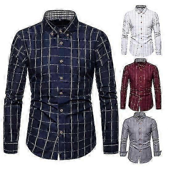 Herren kariertes Langarm-Freizeithemd