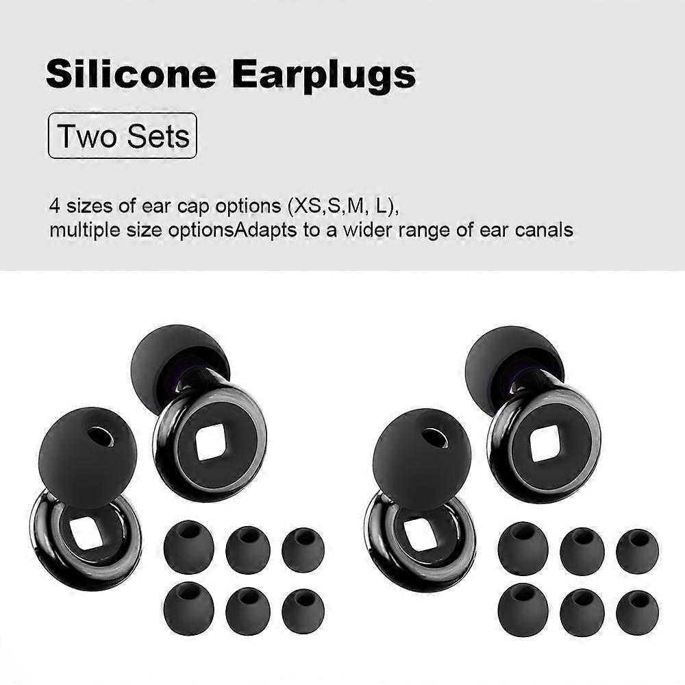 HUAK 2sets Ear Plugs + Mute Extra Coverage �C Recomable, Ear Tips in XS/S/M/L for Concerts, Festivals, Mcomicians & DJs