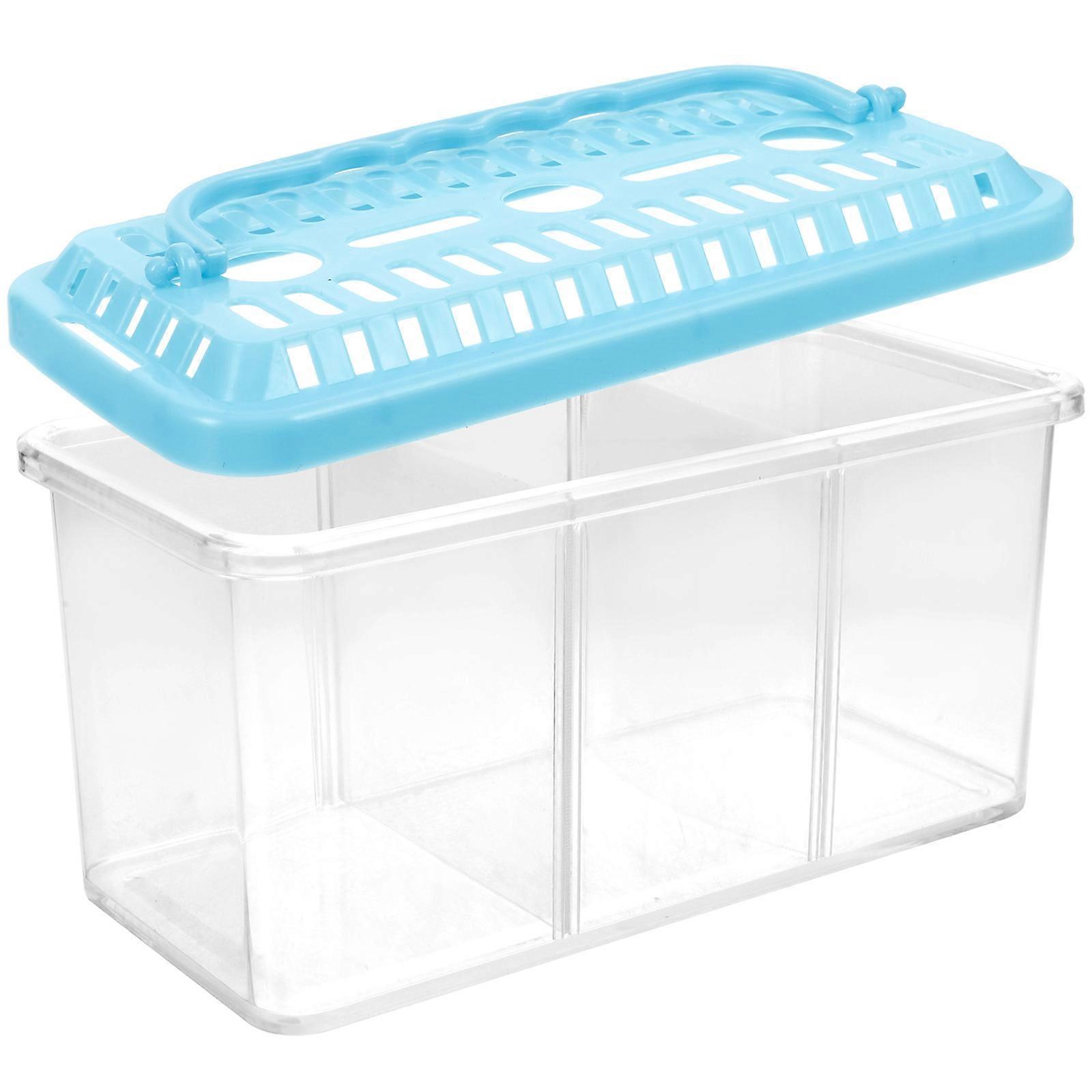 Fish Breeding Box Transparent Breeder Box for Storing Plastic Sky-Blue