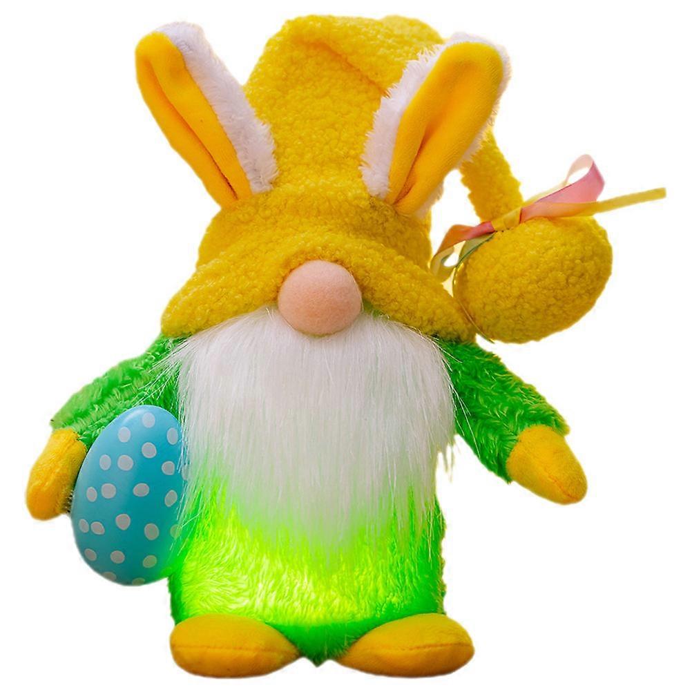 Rabbit Ear Gnome Doll for Decor Lighted Plush Easter Bunny Gnome
