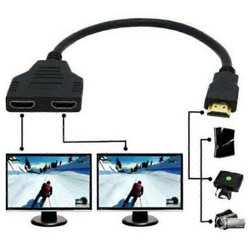 1 Input 2 Hdmi Compatible Splitter Cable Hd 1080P Video Switcher Adapter Output