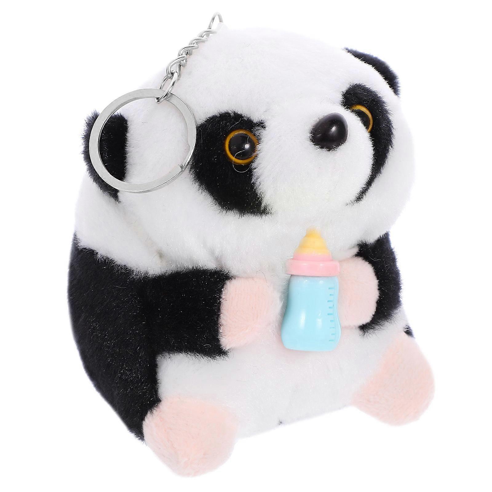 Plush Panda Doll for Decor with Small Stuffed Animal Keychain