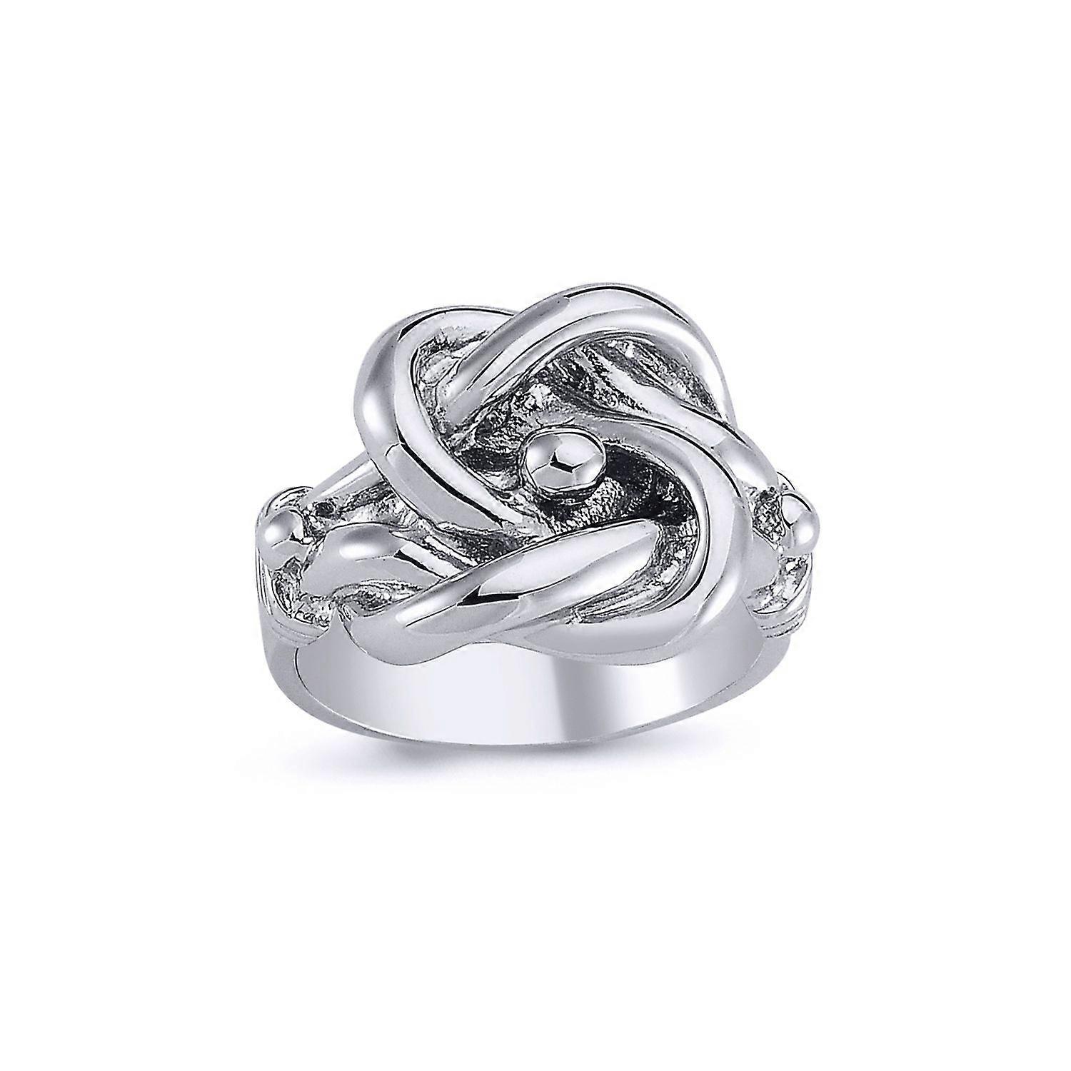 Jewelco London Mens Rhodium Plated Sterling Silver Celtic Knot Love Ring 18mm