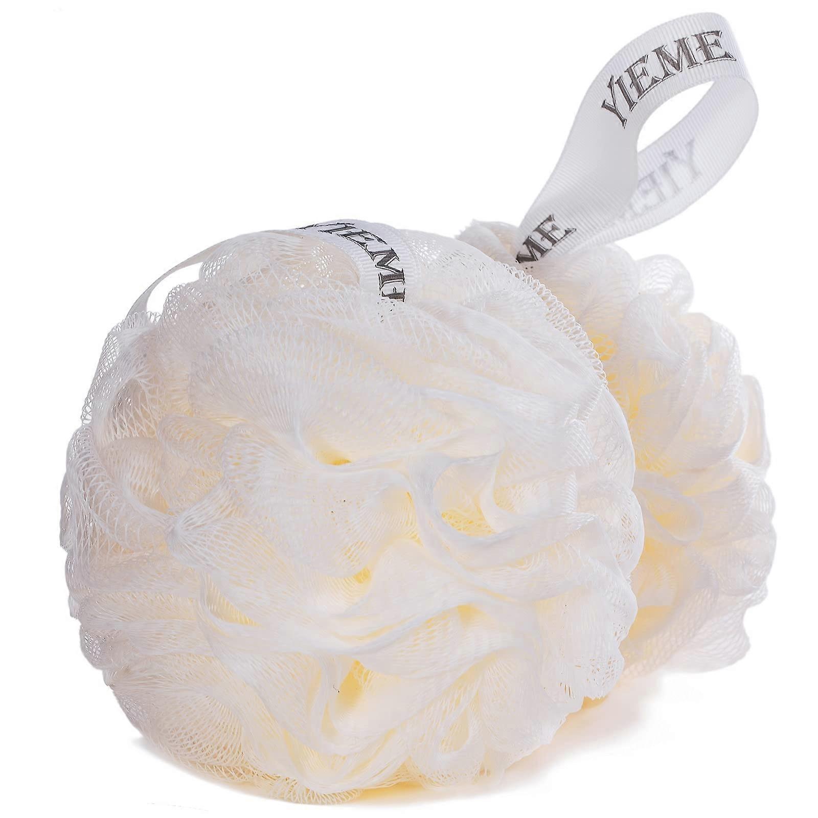 Bath Shower Loofah Set with Body Exfoliating Sponge, Gentle Cleansing, Durable, White 2Pack