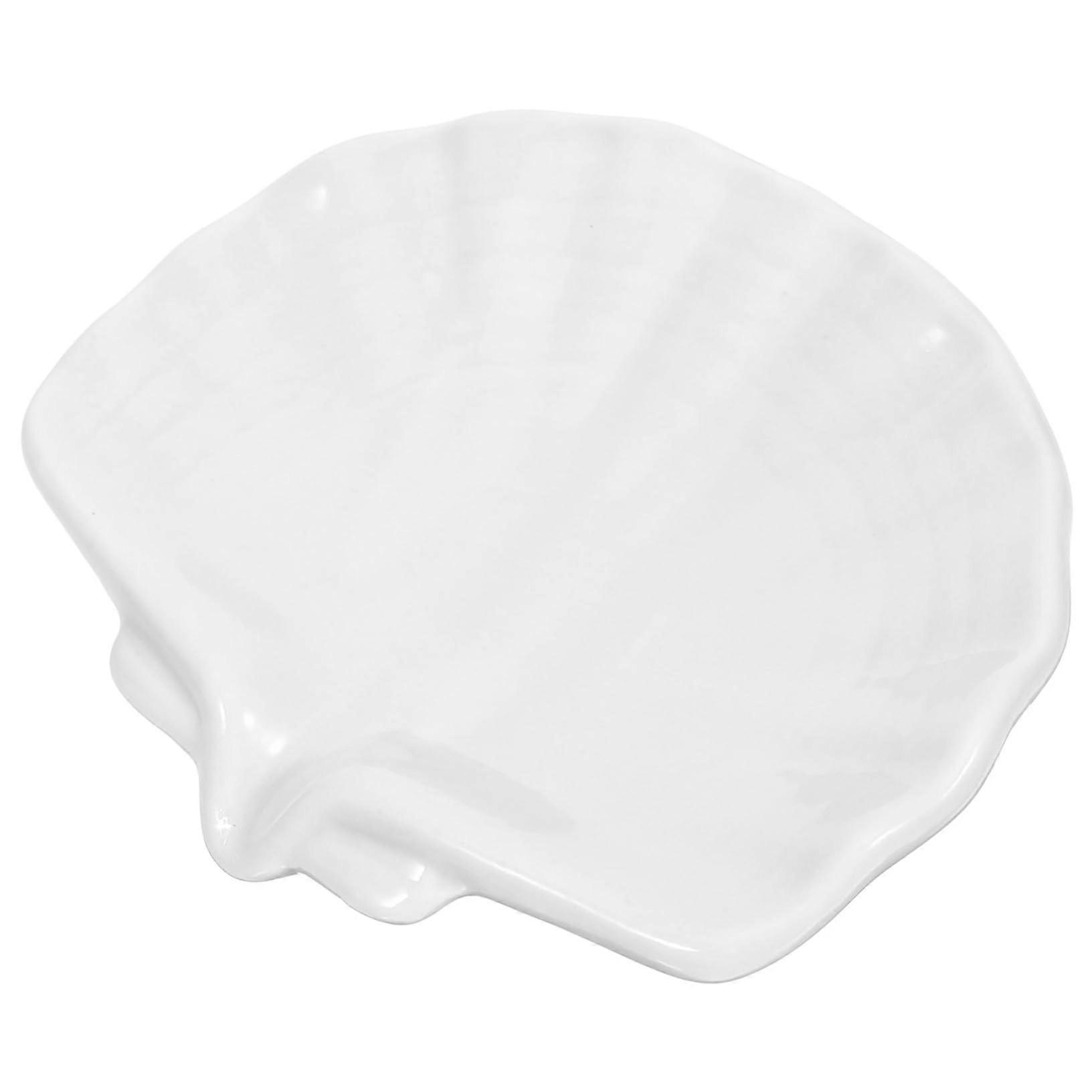 Ceramic Soap Dish with Self Draining Shell Design, White Bathroom Soap Holder Keeps Soap Dry