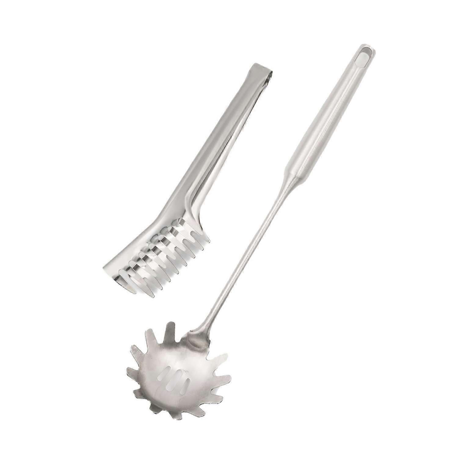 Set of 2 Stainless Steel Spaghetti Spoons and Spaghetti Tongs Pasta Spoon Pasta Tongs Kitchen Tongs 36 x 8.5 x 6 / 23.5 x 3.5 x 6 cm