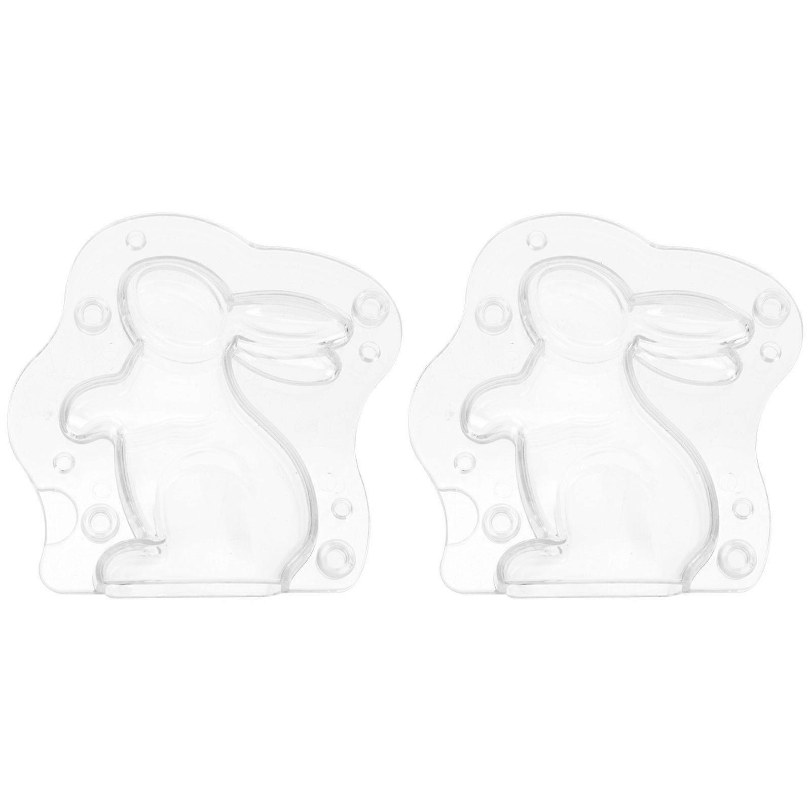 2Pcs Easter Bunny Chocolate Mold DIY Candy Cookie Molds Plastic Mold for Kitchen
