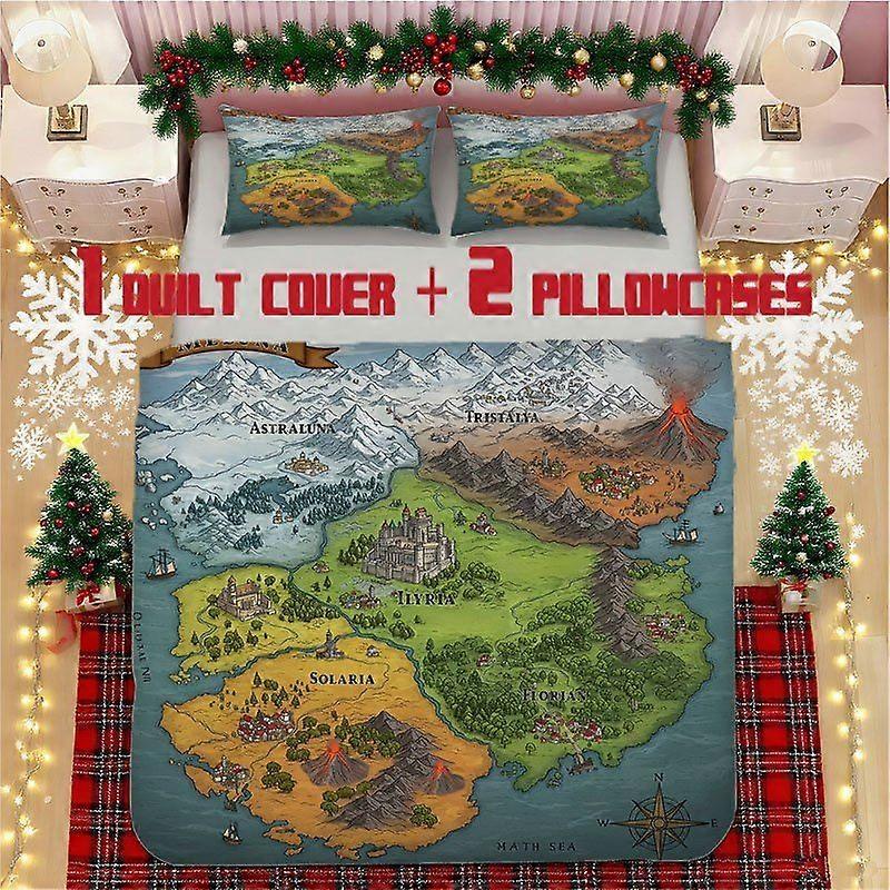 Fantasy Map Soft Printed Bedding Set Polyester Fabric Decorative & Warm