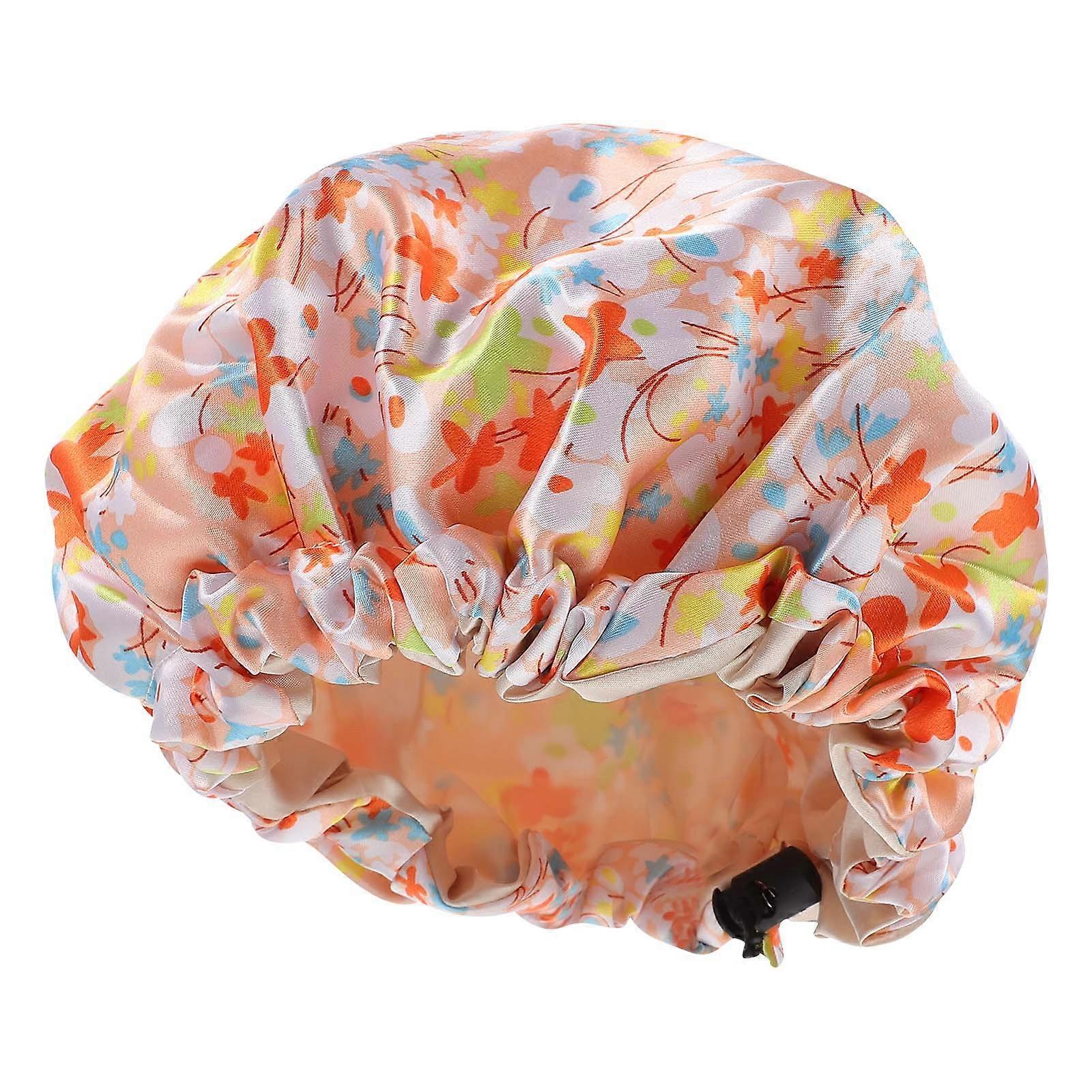 Children Yellow Shower Hat Adjustable Satin Sleep Hat Double Layer