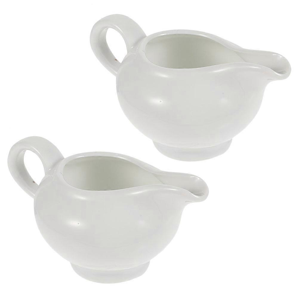 White Ceramic Sauce Container Coffee Gravy Boat for Home 2Pcs