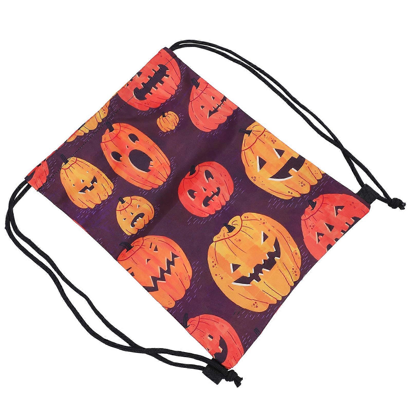 Drawstring Backpack Halloween Pumpkin Design Waterproof Bag 2Pcs