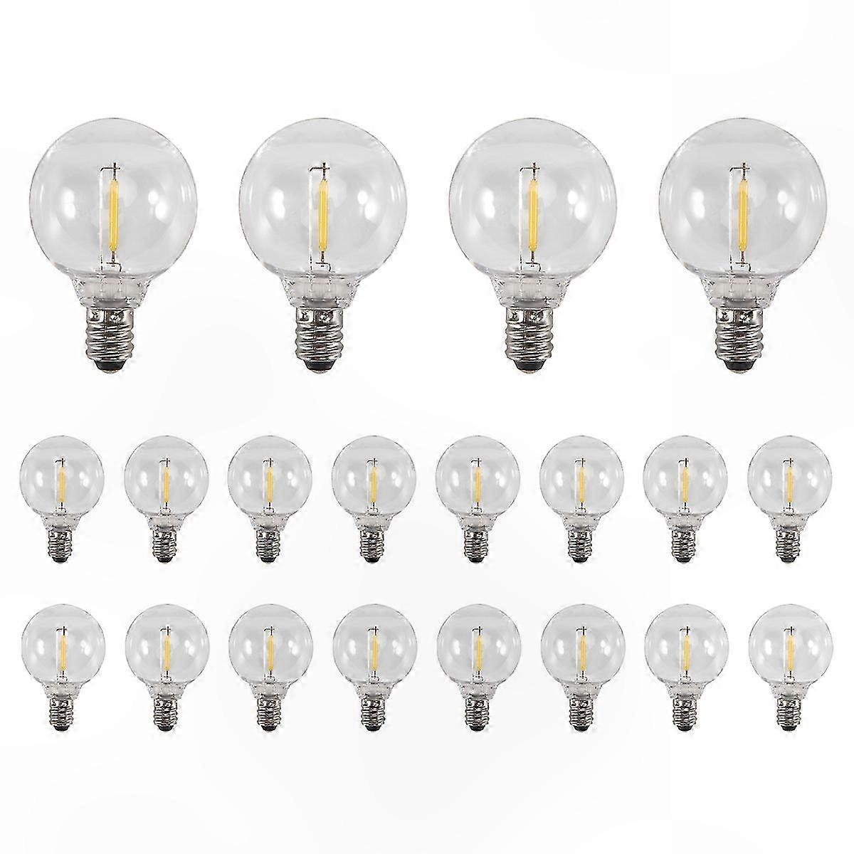 20 Pcs G40 LED Globe Bulbs E12 Base Shatterproof for Solar String Lights