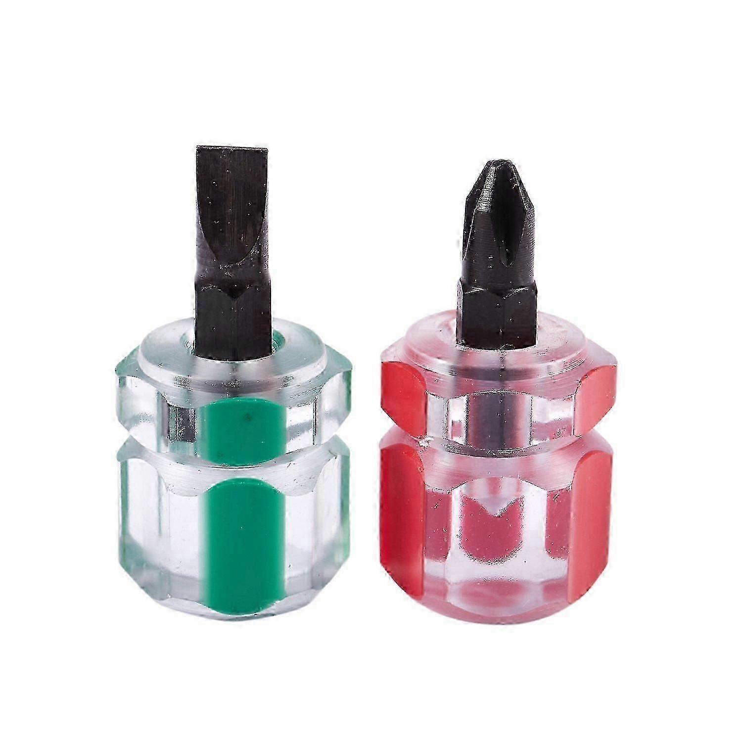 2 pcs Flat Screwdriver Mini Screw Driver Short Small Split Repair Tools Kit Set Green+Red