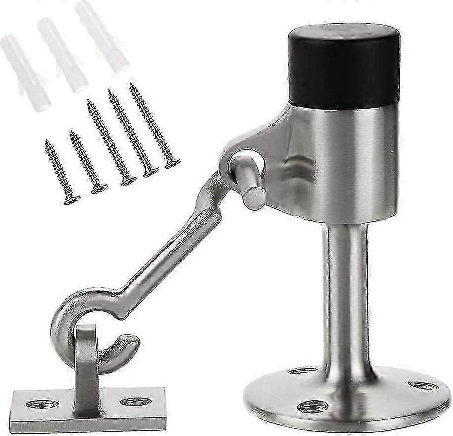 Door stop with hook and rubber buffer for wall mount