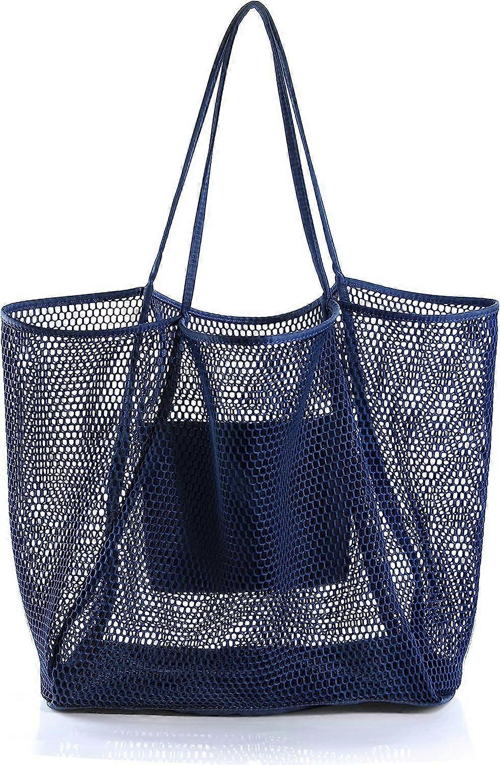 Mesh-Strandtasche, Marineblau