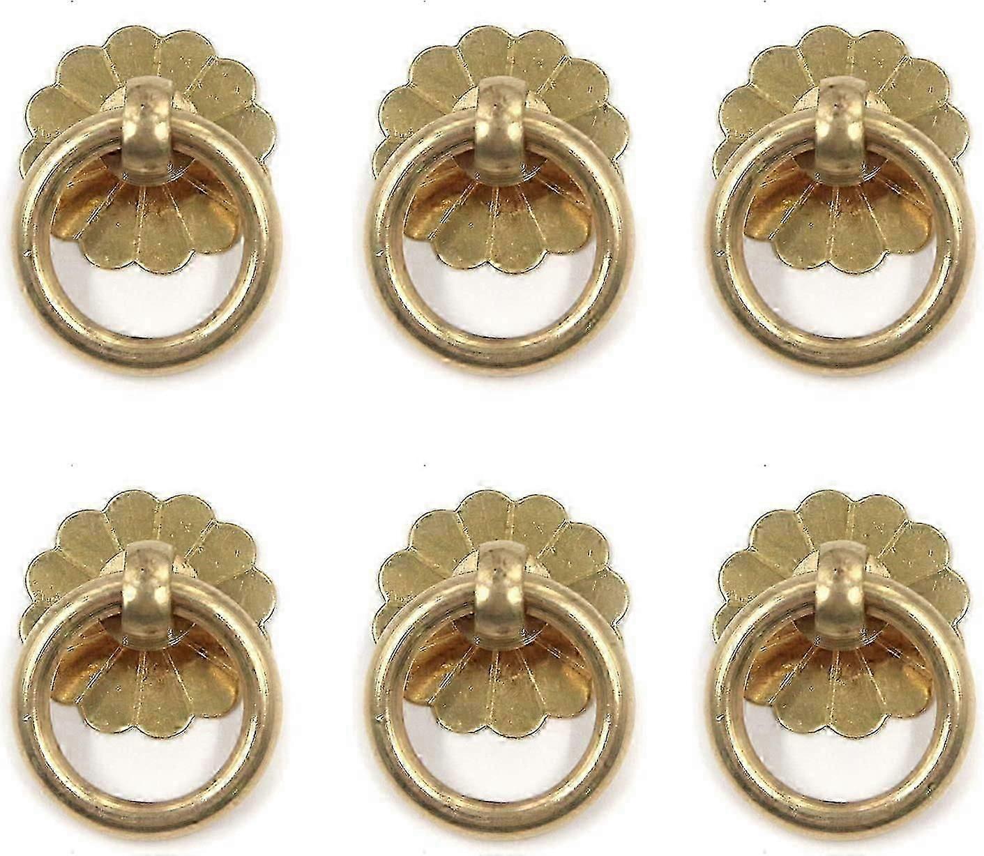 6 Pack Brass Ring Pulls Antique Pulls Cabinet Knobs Drawer Pulls