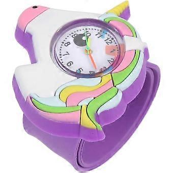 Uhr für Mädchen Jungen, Niedlich Einhorn Muster Uhr Sport Handgelenk Slap Bands Uhr für Frauen Männer Geburtstag Party Dekorationen Lieferungen, Lila