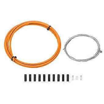 Compatible bicycle derailleur cable housing, universal bicycle inner core, road and mountain bike derailleur cable replacement kit, orange.